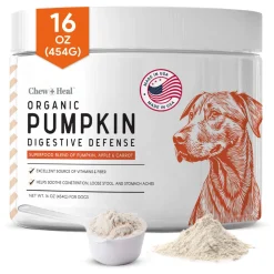 Chew + Heal Organic Pumpkin Digestive Defense Superfood Blend Powder Digestive Aid Supplement for Dogs
