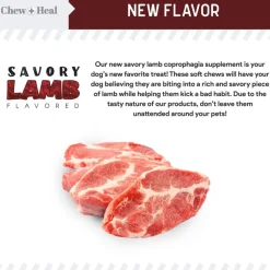 Chew + Heal Stop the Poo Chew Coprophagia Supplement for Dogs- Savory Lamb Flavor (120 Count)