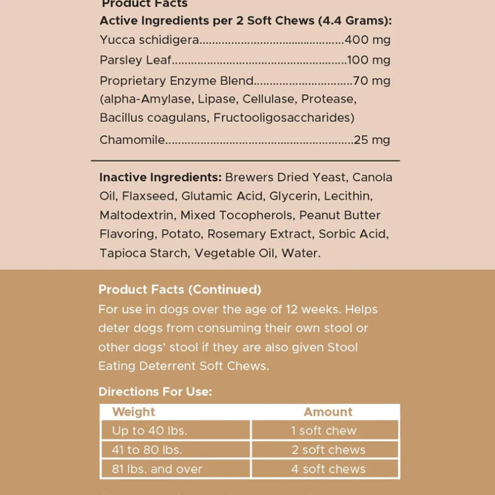 Chew + Heal Stop the Poo Chew Coprophagia Supplement for Dogs- Peanut Butter Flavor (120 Counts)