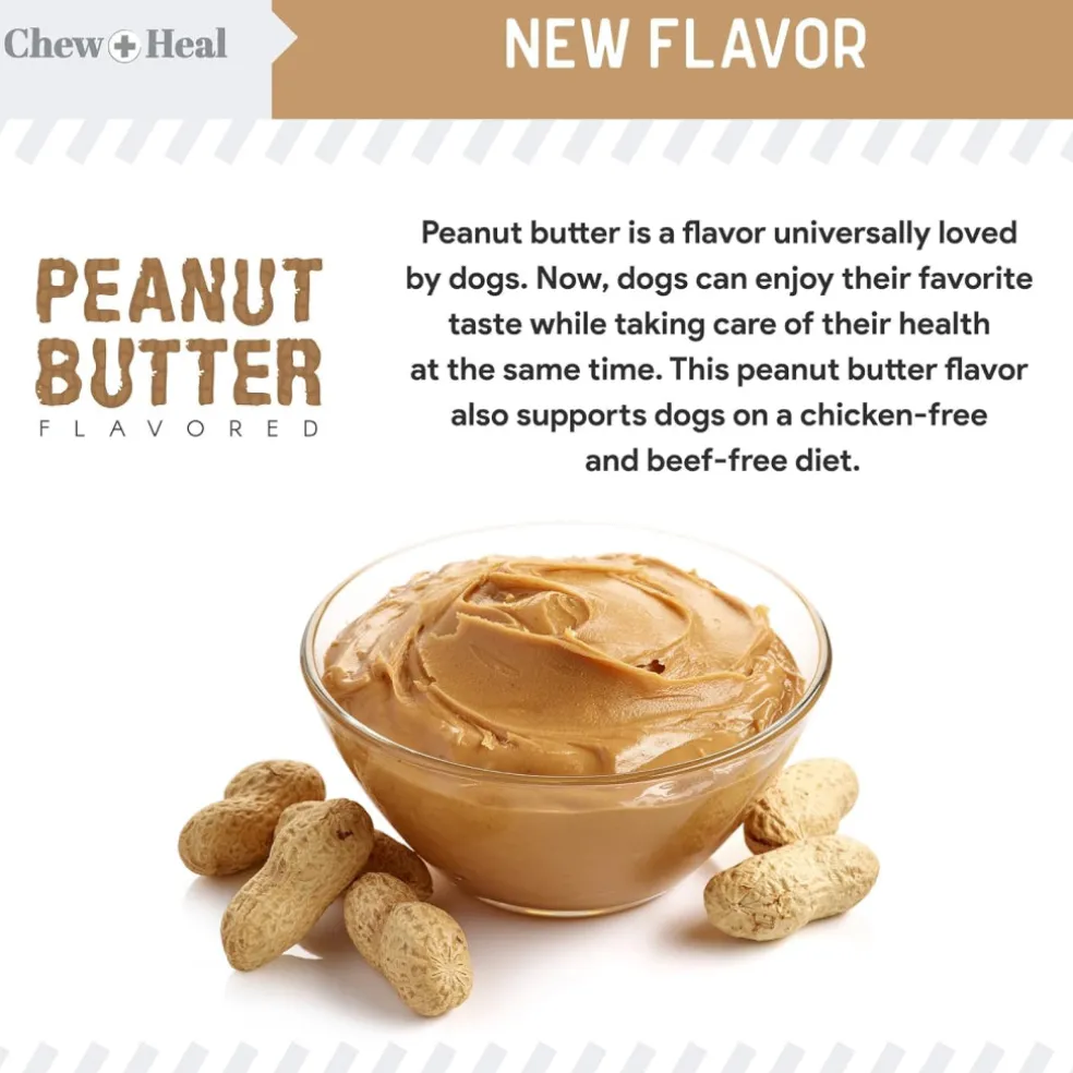 Chew + Heal Stop the Poo Chew Coprophagia Supplement for Dogs- Peanut Butter Flavor (120 Counts)
