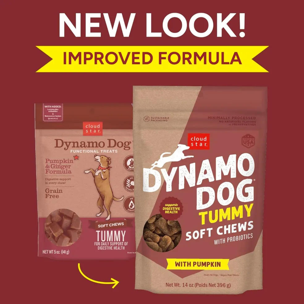 Cloud Star Dynamo Dog Tummy Soft Chews with Probiotic & Pumpkin, (14 oz)