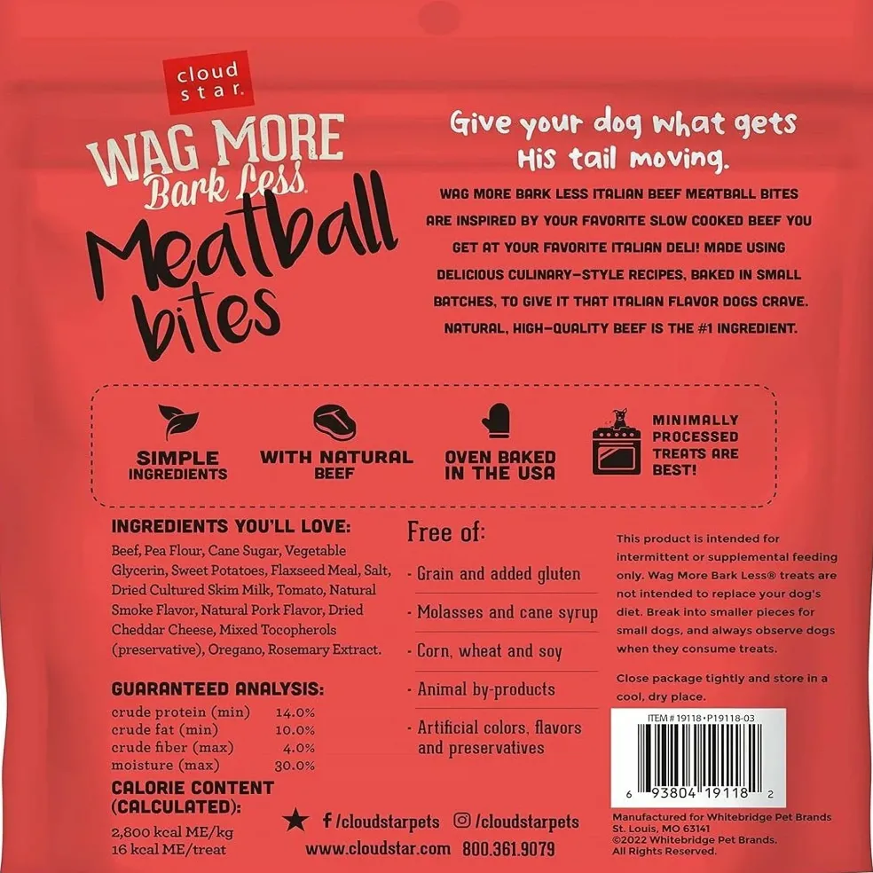 Cloud Star Wag More Bark Less Grain-Free Beef Meatball Bites Dog Treats (14 oz)