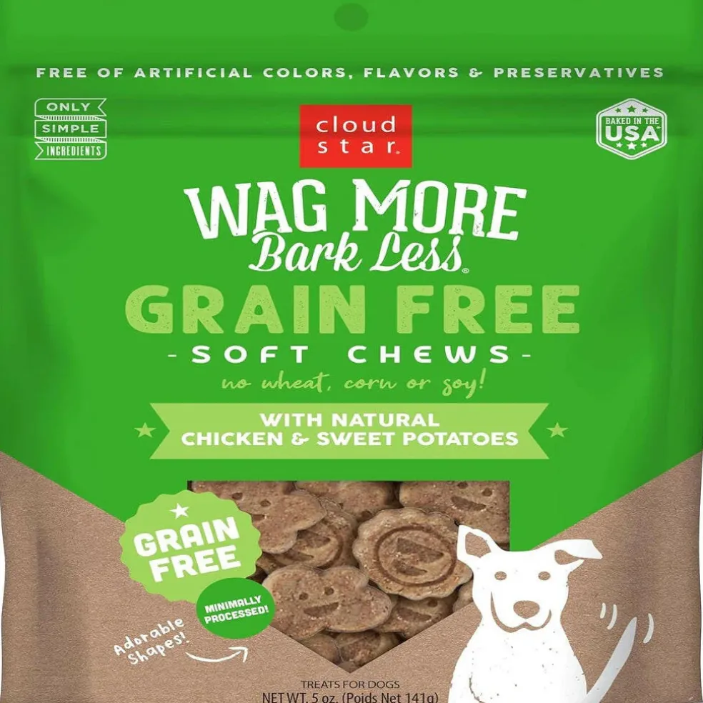 Cloud Star Wag More Bark Less Grain Free Soft Chews Chicken & Sweet Potato Dog Treats (5 oz)