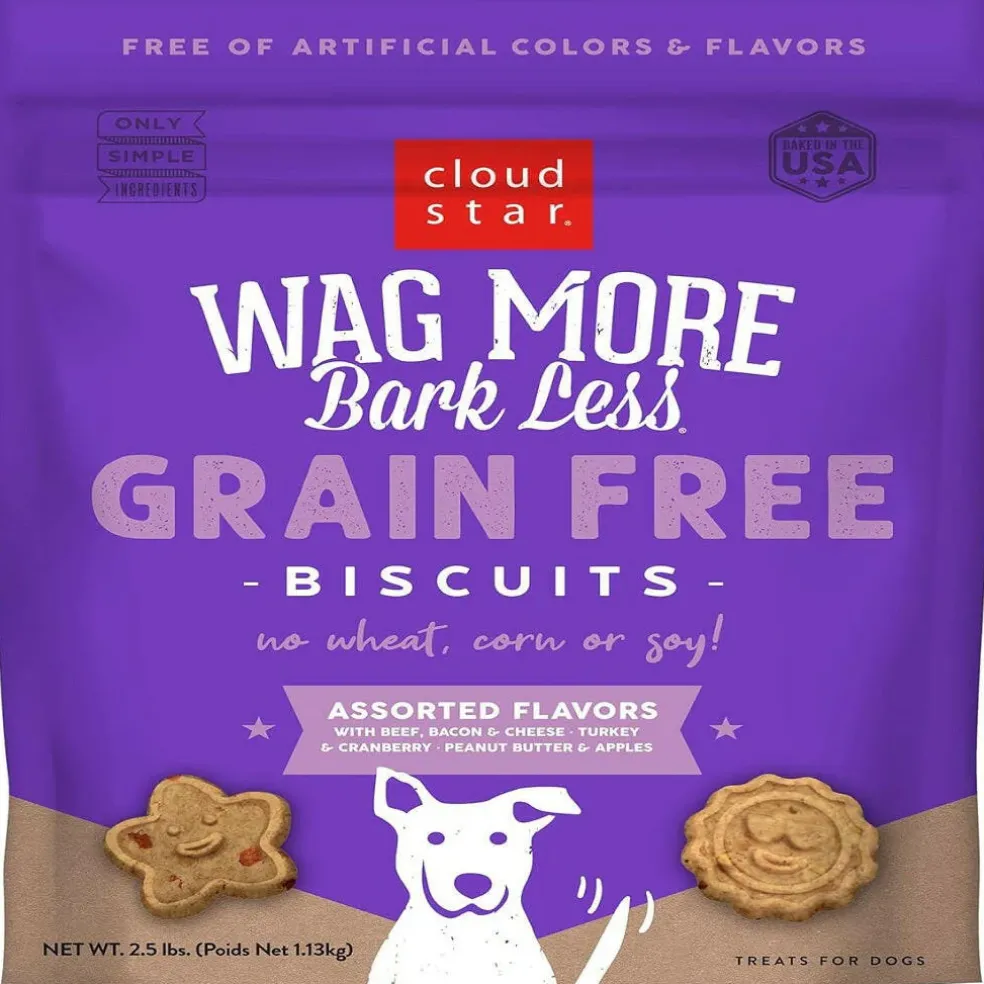 Cloud Star Wag More Bark Less Grain-Free Assorted Flavors Crunchy Dog Biscuits (2.5 lb)