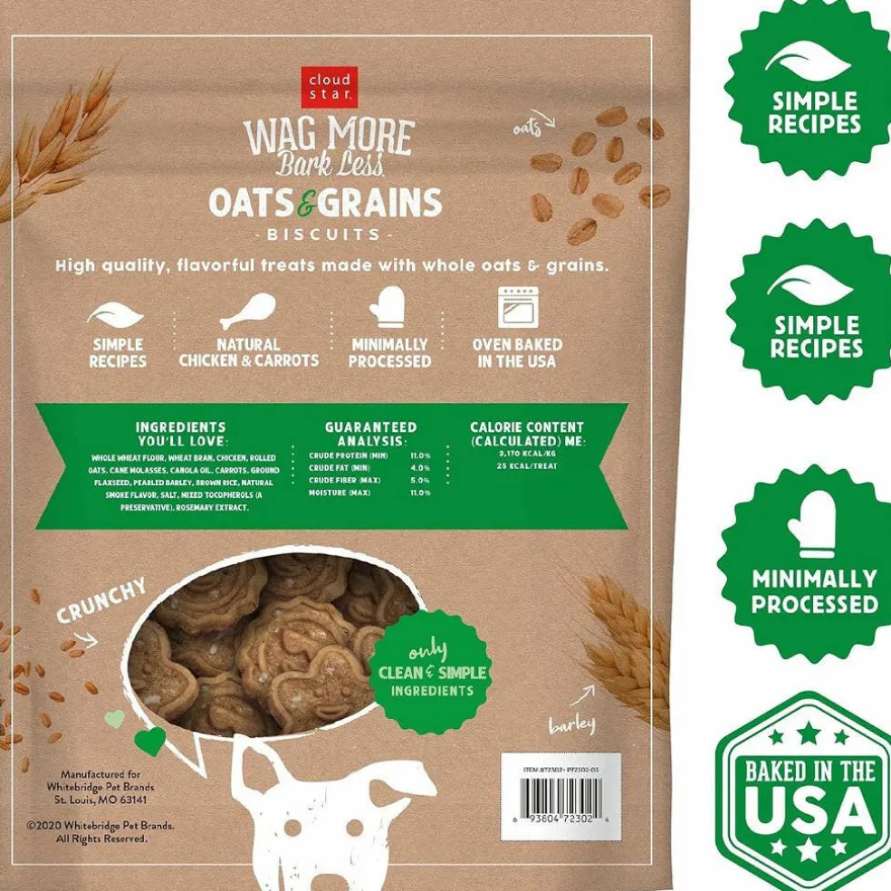 Cloud Star Wag More Bark Less Oats & Grains Chicken & Carrot Crunchy Dog Biscuits (3 lb)