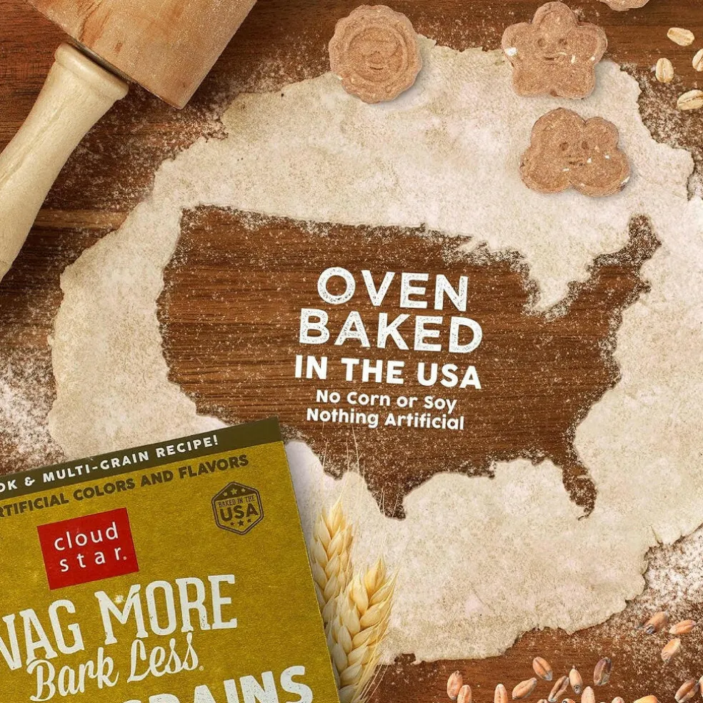 Cloud Star Wag More Bark Less Oats & Grains Peanut Butter Crunchy Dog Biscuits