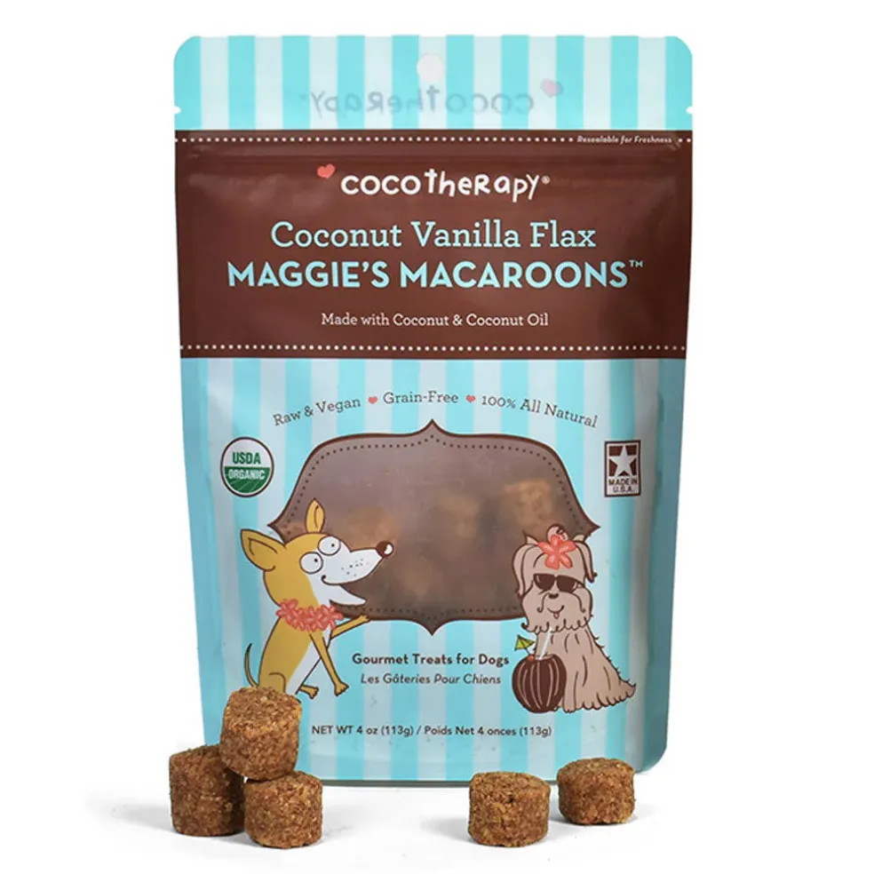 Cocotherapy Maggie's Macaroons Coconut Organic Coconut Treat for Dogs, 4-oz