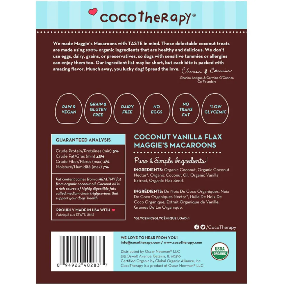 Cocotherapy Maggie's Macaroons Coconut Organic Coconut Treat for Dogs, 4-oz