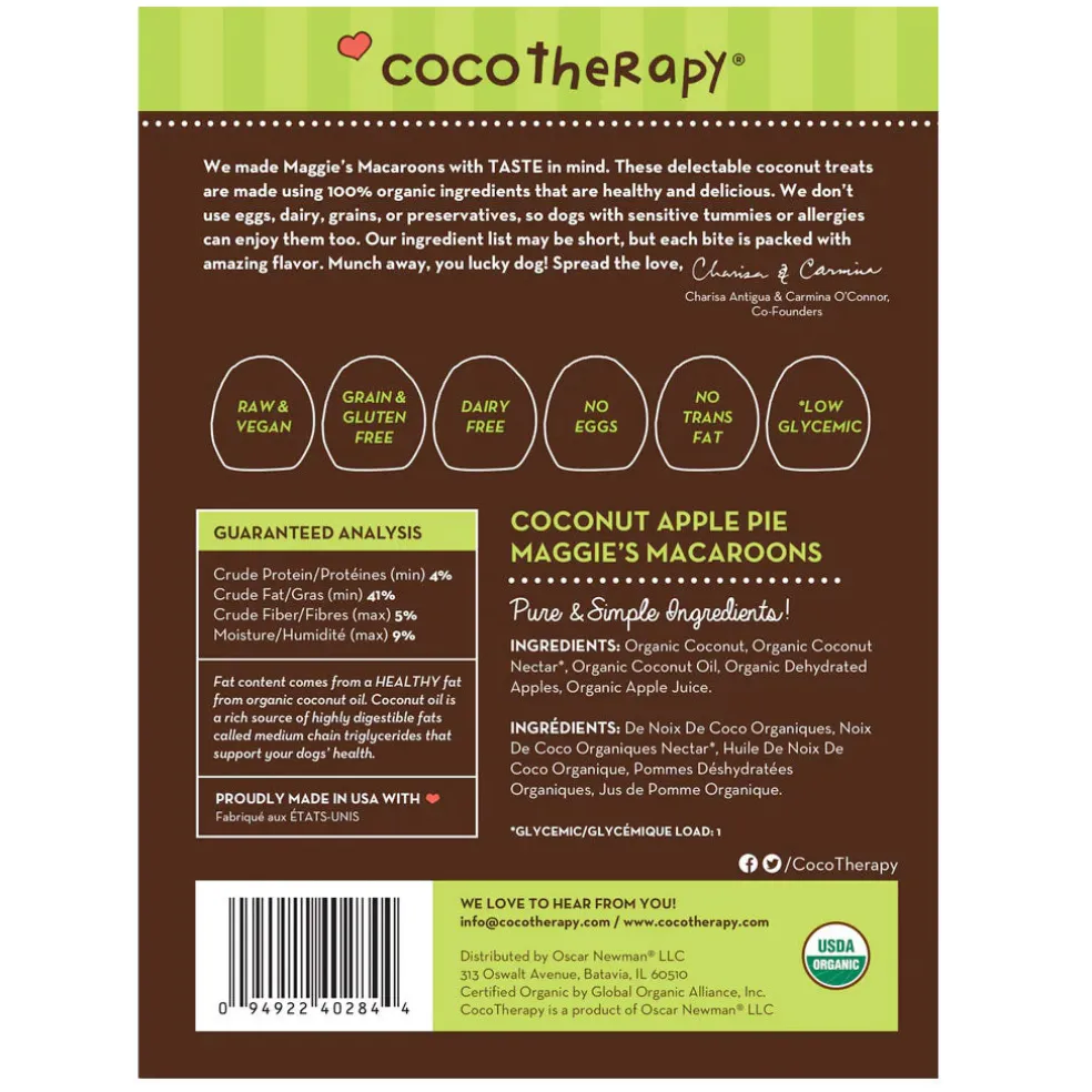 Cocotherapy Maggie's Macaroons Coconut Organic Coconut Treat for Dogs, 4-oz
