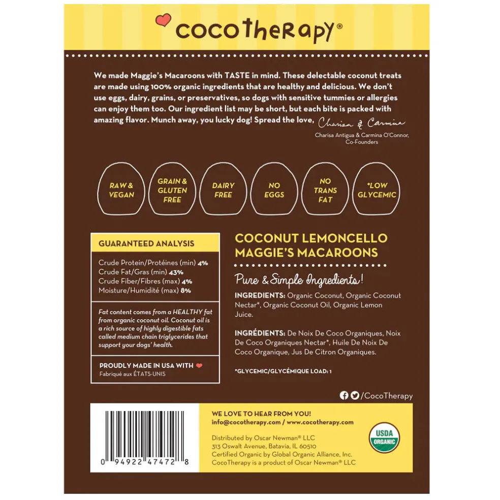 Cocotherapy Maggie's Macaroons Coconut Organic Coconut Treat for Dogs, 4-oz