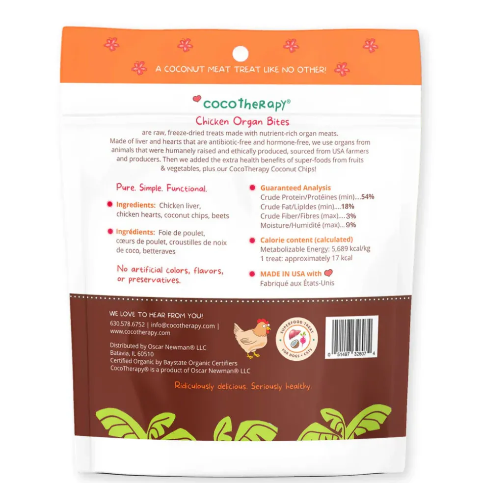 Cocotherapy Organ Bites! Raw Organ Meat Treat for Dogs and Cats, 3-oz