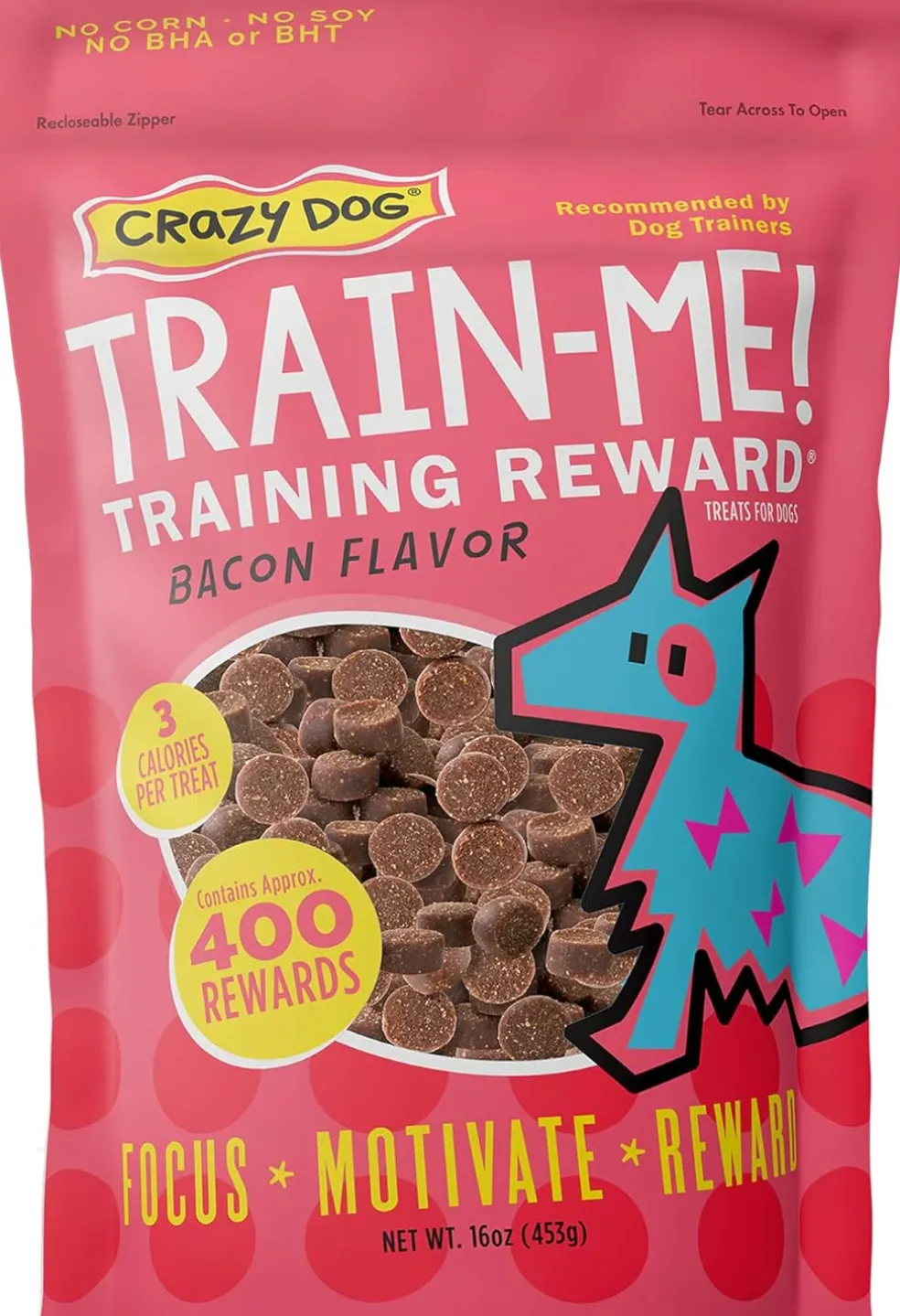 Crazy Dog Train-Me! Training Treats Bacon Flavor For Dogs (16 oz)