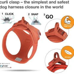 Curli Vest Harness curli Clasp Air-Mesh Sun Orange for Dogs