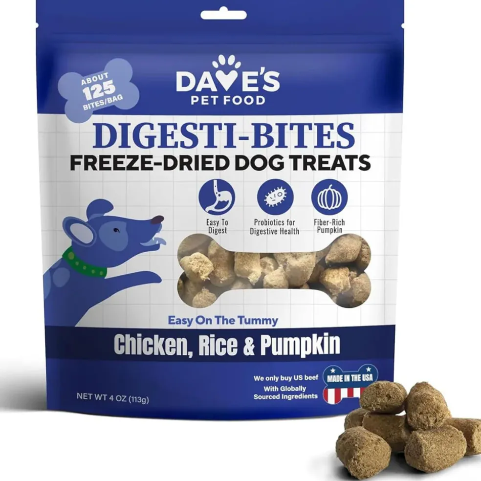 Dave's Digesti-Bites Freeze-Dried Chicken, Rice & Pumpkin Dog Treats