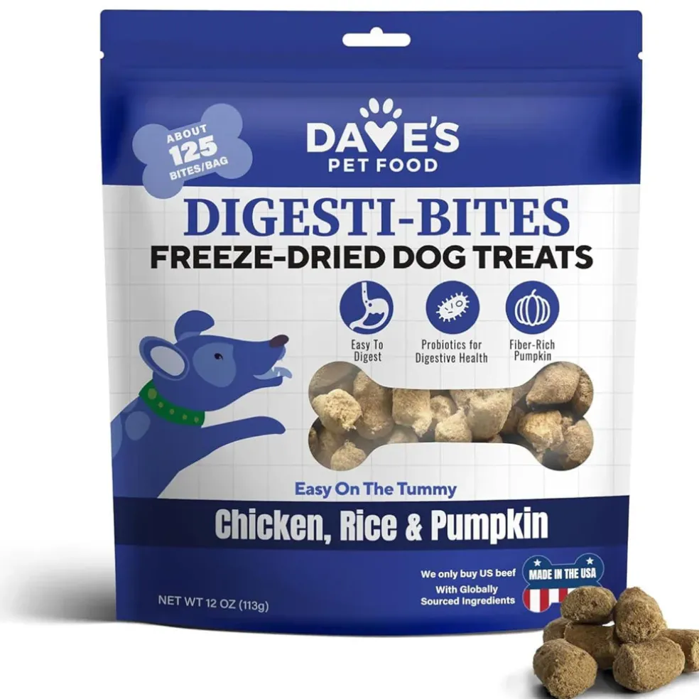 Dave's Digesti-Bites Freeze-Dried Chicken, Rice & Pumpkin Dog Treats
