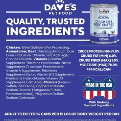 Dave's Pet Food Chicken & Beef Entree Canned Wet Dog Food, 13-oz can, case of 12