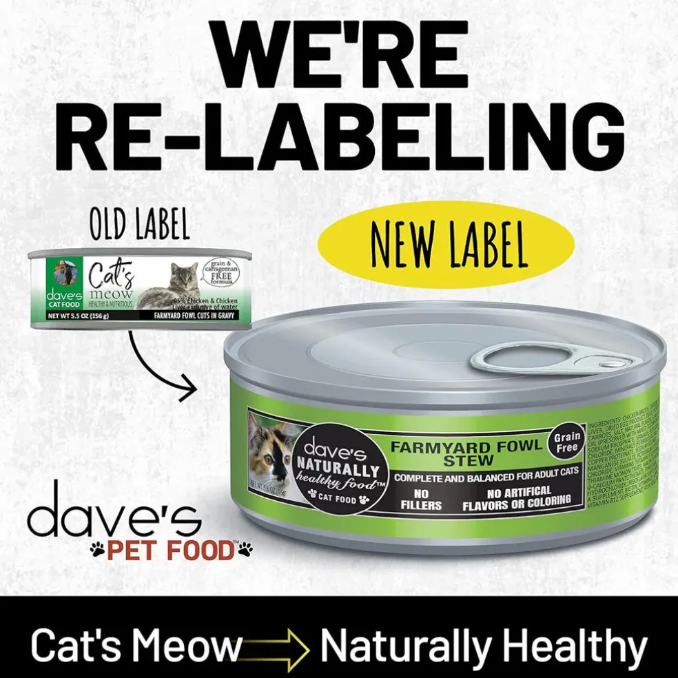 Dave's Pet Food Farmyard Fowl Stew Grain-Free Canned Wet Cat Food, 5.5-oz can, case of 24