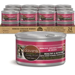Dave's Pet Food Minced Chicken Dinner in Gravy Canned Wet Cat Food, 2.8-oz can, case of 24