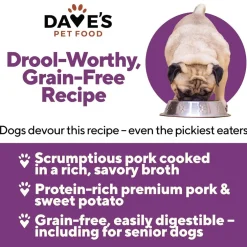Dave's Pet Food Pork & Sweet Potato Entree in Broth Grain-Free Canned Wet Dog Food, 13-oz can, case of 12