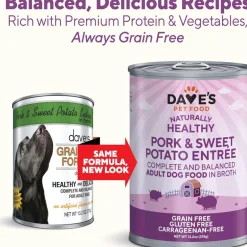Dave's Pet Food Pork & Sweet Potato Entree in Broth Grain-Free Canned Wet Dog Food, 13-oz can, case of 12