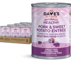 Dave's Pet Food Pork & Sweet Potato Entree in Broth Grain-Free Canned Wet Dog Food, 13-oz can, case of 12