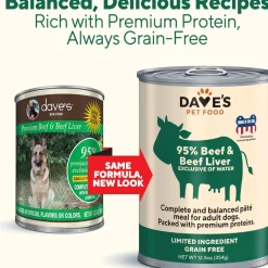 Dave's Pet Food 95% Premium Beef & Beef Liver Pate Grain-Free Recipe Canned Wet Dog Food, 12.5-oz, case of 12