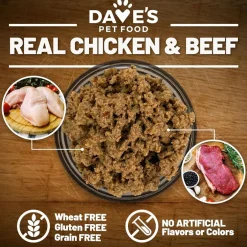 Dave's Pet Food 95% Premium Chicken & Beef Pate Limited Ingredient Grain-Free Canned Wet Dog Food, 13-oz can, case of 12