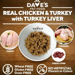 Dave's Pet Food 95% Premium Turkey & Chicken Pate Limited Ingredient Grain-Free Canned Wet Dog Food, 12.5-oz can, case of 12
