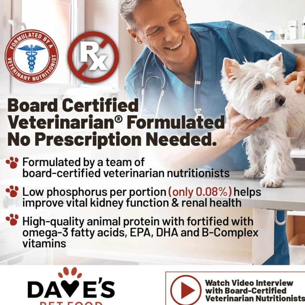 Dave's Pet Food Restricted Diet Phosphorus & Protein Kidney Support Tuna Pate in Gravy Wet Food for Dogs