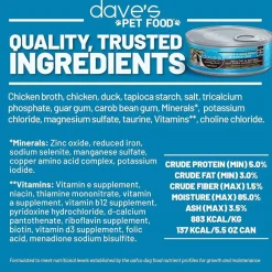 Dave's Pet Food Saucey Pate Chicken & Duck Recipe Grain-Free Canned Wet Cat Food, 5.5-oz can, case of 24