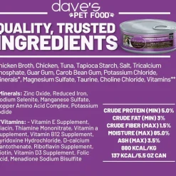 Dave's Pet Food Saucey Pate Chicken & Tuna Recipe Grain-Free Canned Wet Cat Food, 5.5-oz can, case of 24
