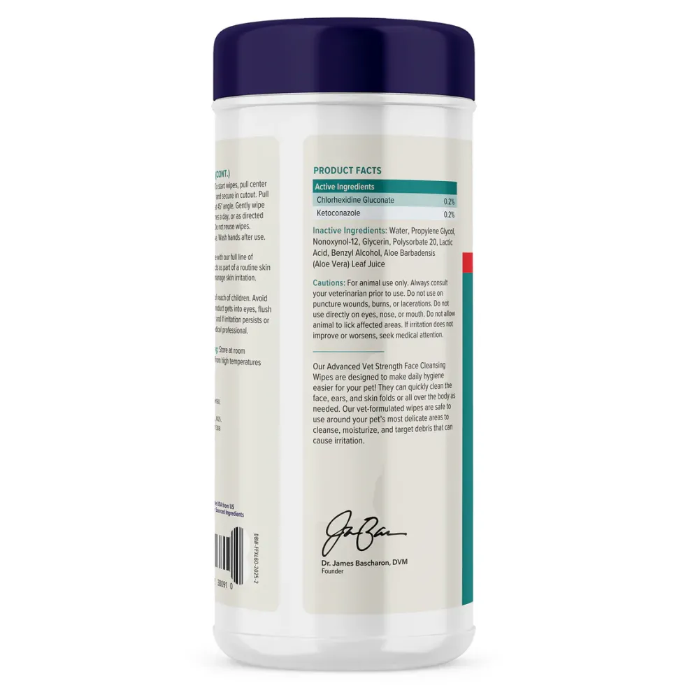 Dermabliss Advanced Vet Strength Face Cleansing Wipes, 60 ct