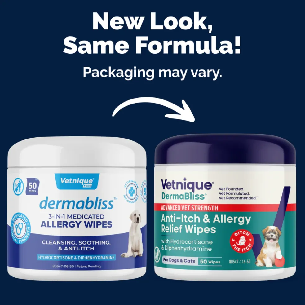 Dermabliss Advanced Vet Strength Anti-Itch & Allergy Relief Wipes for Dogs & Cats, 50 ct