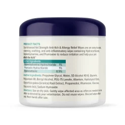 Dermabliss Advanced Vet Strength Anti-Itch & Allergy Relief Wipes for Dogs & Cats, 50 ct