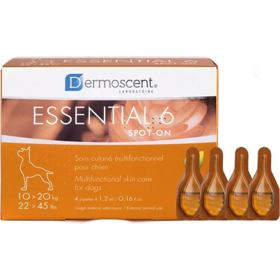 Dermoscent Essential-6 SpotOn Medium Breed Dog Skin Care Treatment 22-45 lbs.(4 count)