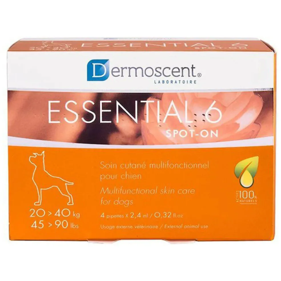 Dermoscent Essential-6 SpotOn Skin Care for Large Dogs 45-90 lbs (4 count)