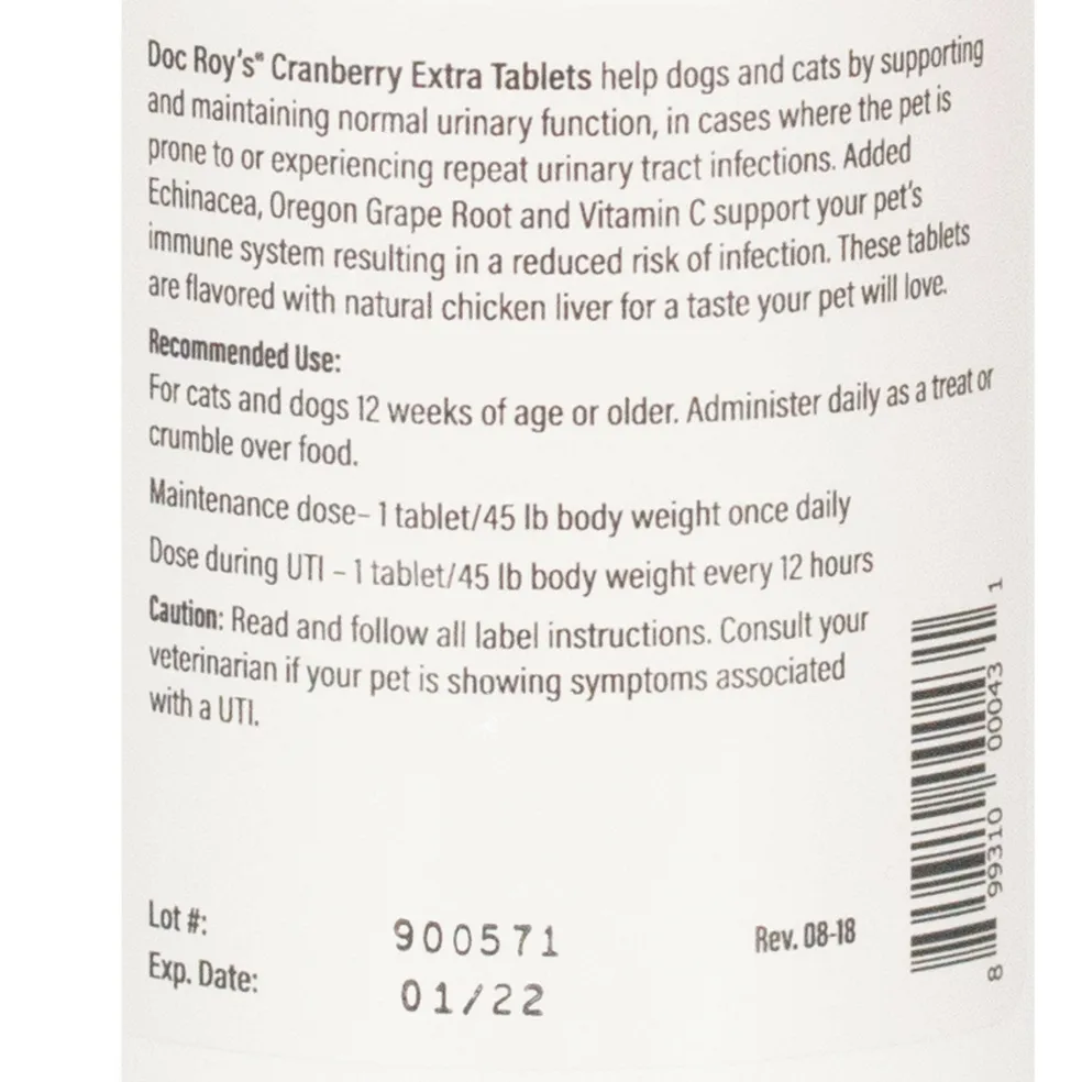 Doc Roy's Cranberry Extra for Dogs & Cats (60 tablets)