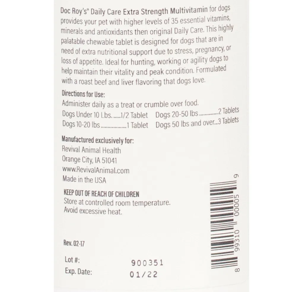 Doc Roy's Daily Care Extra Canine Extra Strength Multivitamin with Minerals for Dogs