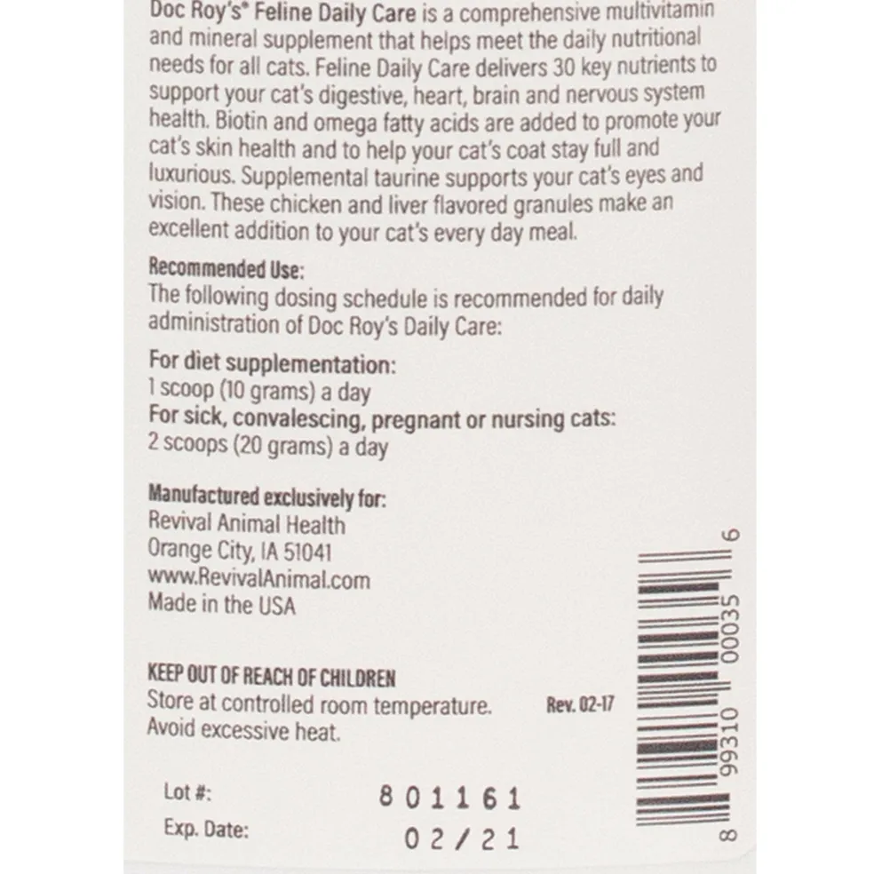 Doc Roy's Daily Care Feline, 650 gm granules