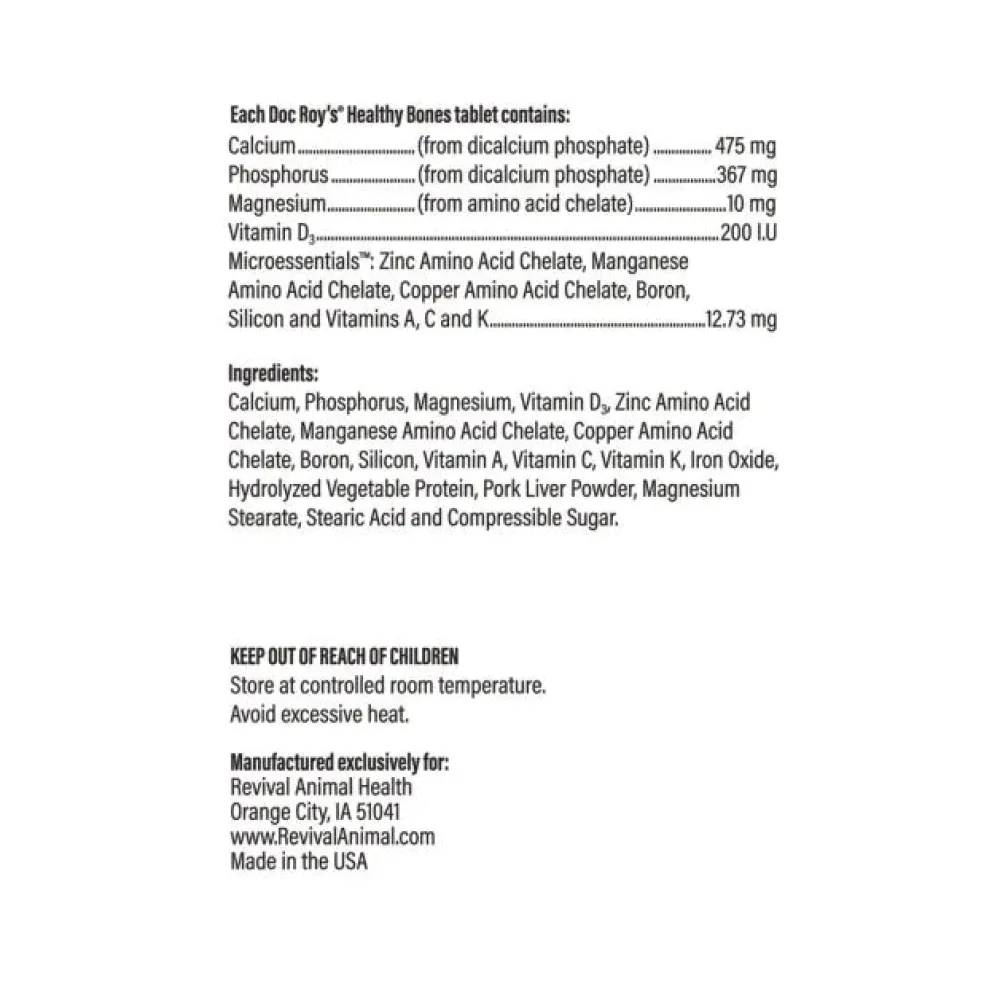 Doc Roy's Healthy Bones - Supplement for Puppies and Adult Dogs, 100 ct
