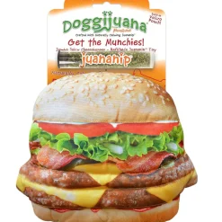 Doggijuana Get the Munchies Refillable Juananip Cheeseburger Squeaky Plush Dog Toy