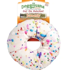 Doggijuana Get the Munchies Refillable Juananip Donut Squeaky Plush Dog Toy