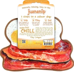 Doggijuana Tuffer Chewer Refillable Juananip Eggs & Bacon Squeaky Dog Plush Toy, 1 count