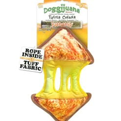 Doggijuana Tuffer Chewer Refillable Juananip Grilled Cheese Tough Squeaky Dog Plush Toy, 1 count