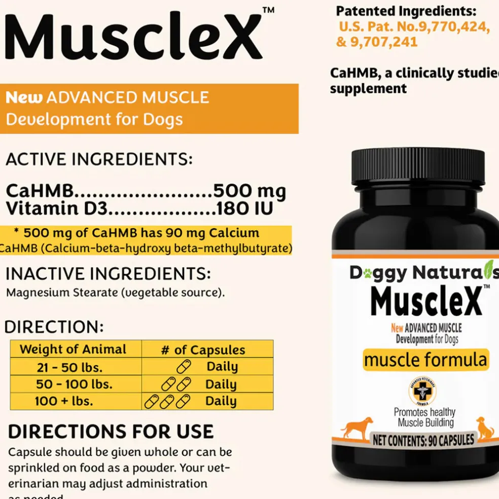 Doggy Naturals MuscleX Advance Muscle Development for Dogs & Cats, 90 capsules