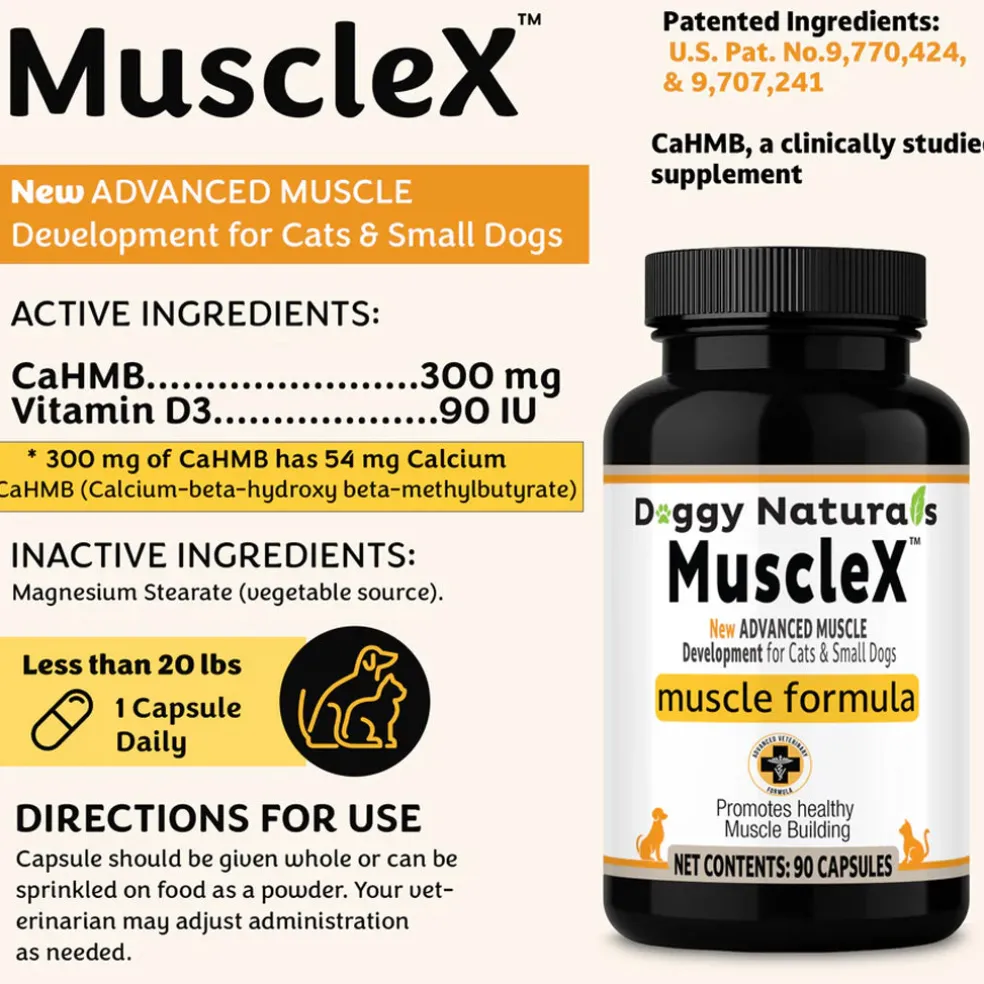 Doggy Naturals MuscleX Advance Muscle Development for Dogs & Cats, 90 capsules