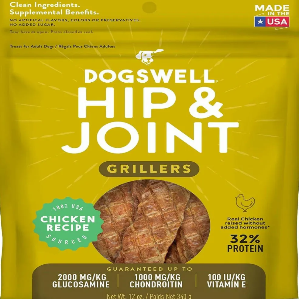 Dogswell Grillers Hip & Joint Chicken Recipe Grain-Free Treats for Dogs