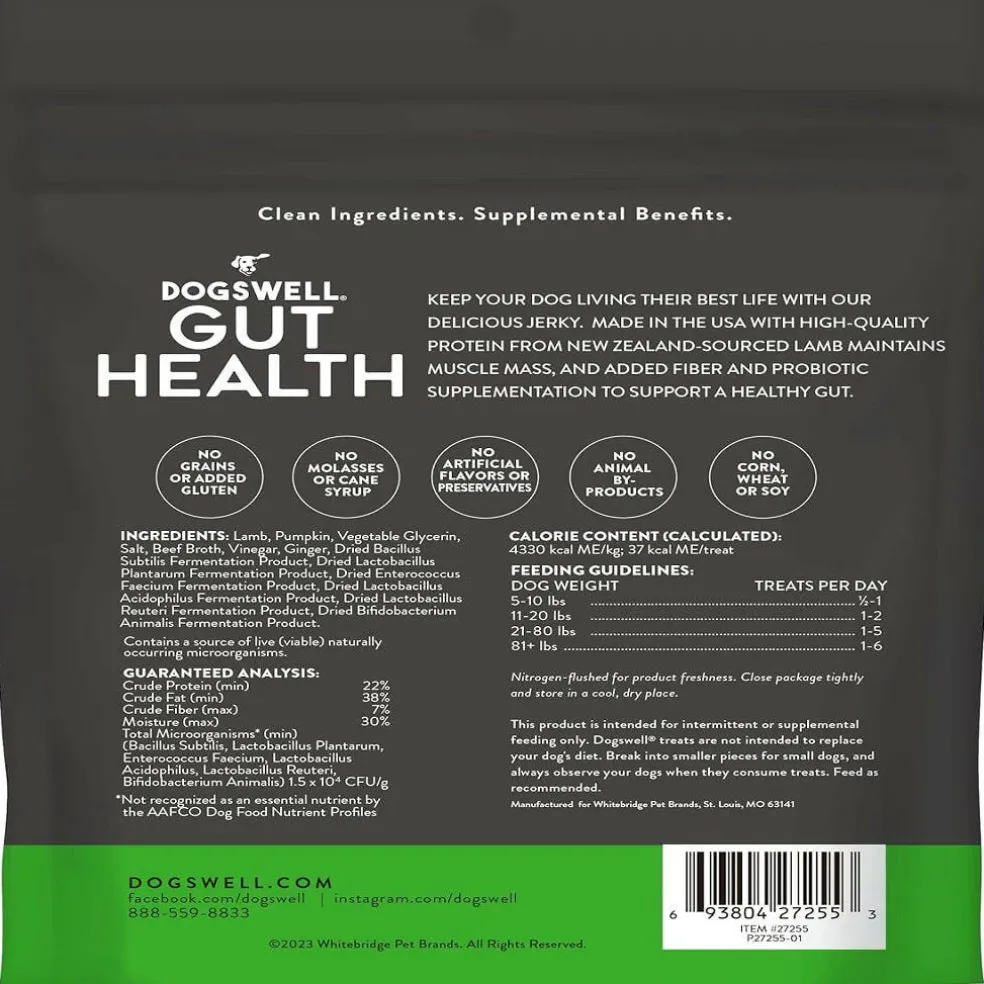 Dogswell Gut Health Mini Jerky Lamb Treats for Dogs 4 oz