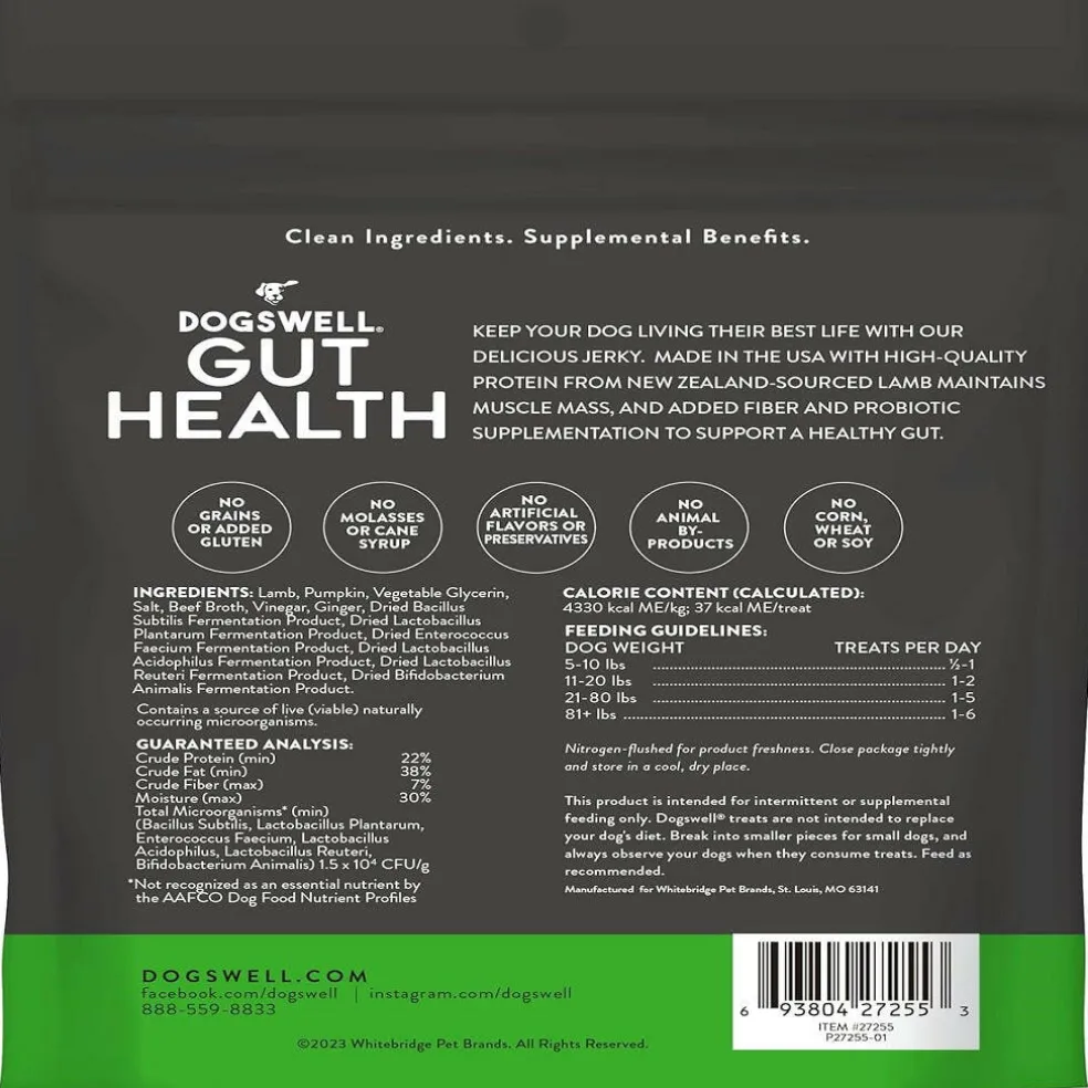 Dogswell Gut Health Mini Jerky Lamb Treats for Dogs 4 oz
