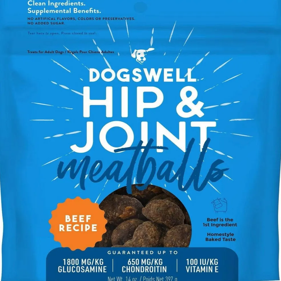 Dogswell Hip & Joint Beef Recipe Meatballs Treats for Dogs 14 oz